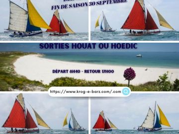 HOUAT : Mercredi - Vendredi ( 5 heures d'escale)
HOEDIC : Mardi - Jeudi - Samedi ( 3 heures d'escale)